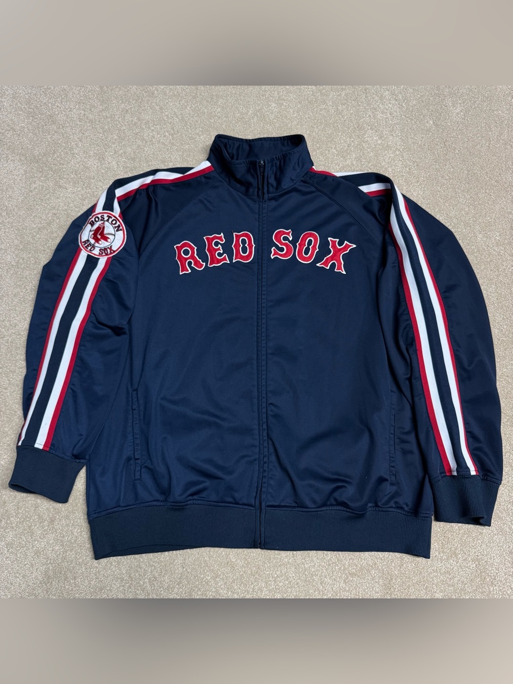 Boston Red Sox Full Zip Sweatshirt Mens 2XL Blue Warm Up Jacket MLB Baseball